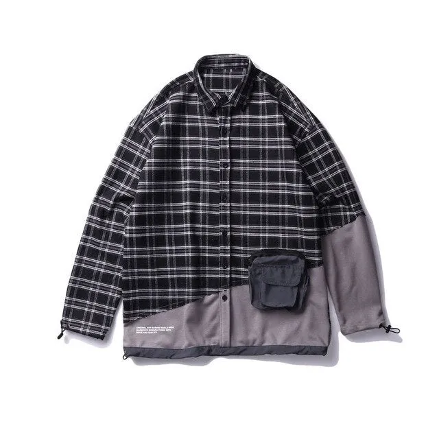 Front Zip Pocket Patchwork Shirt