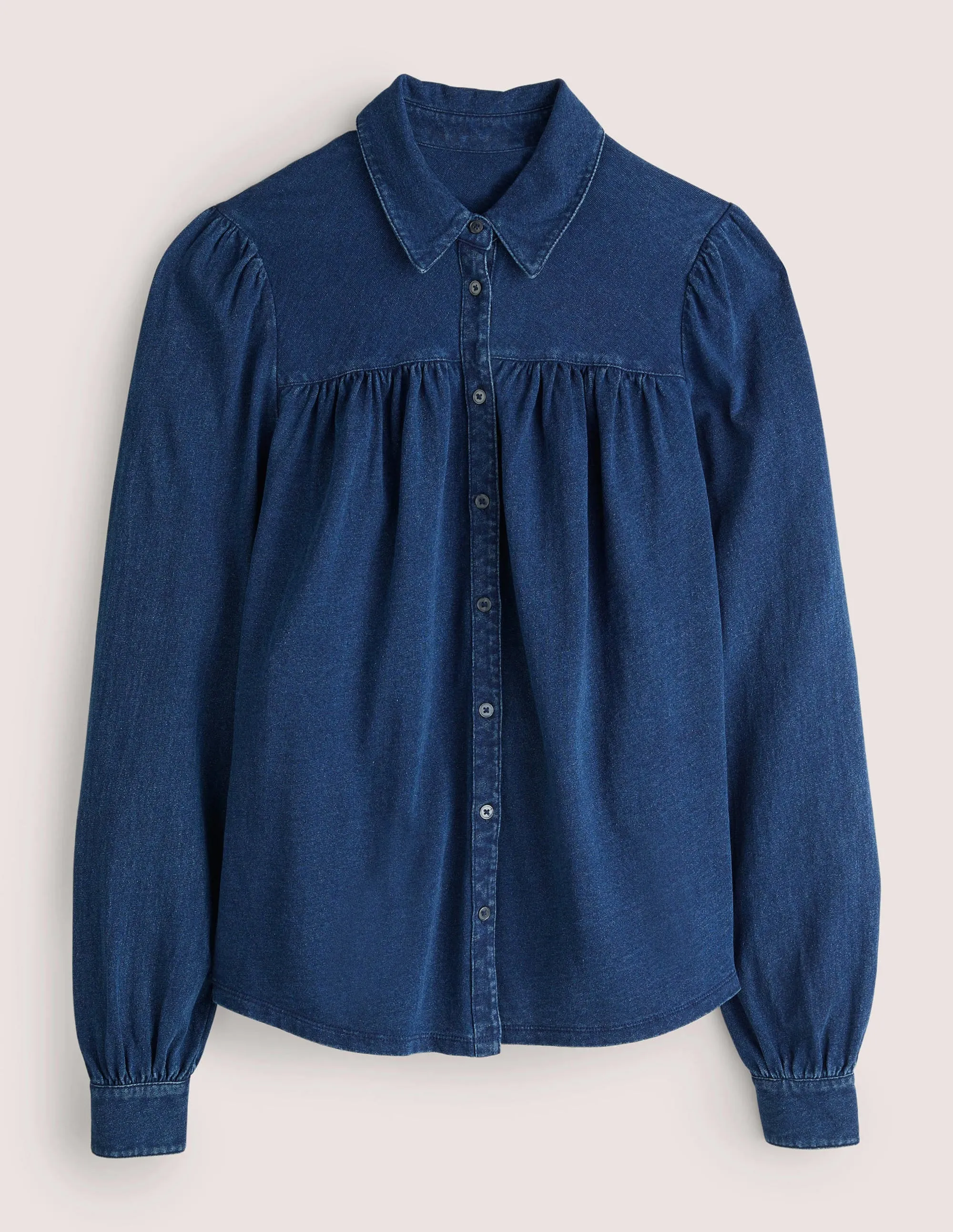 Gathered Detail Shirt-Indigo