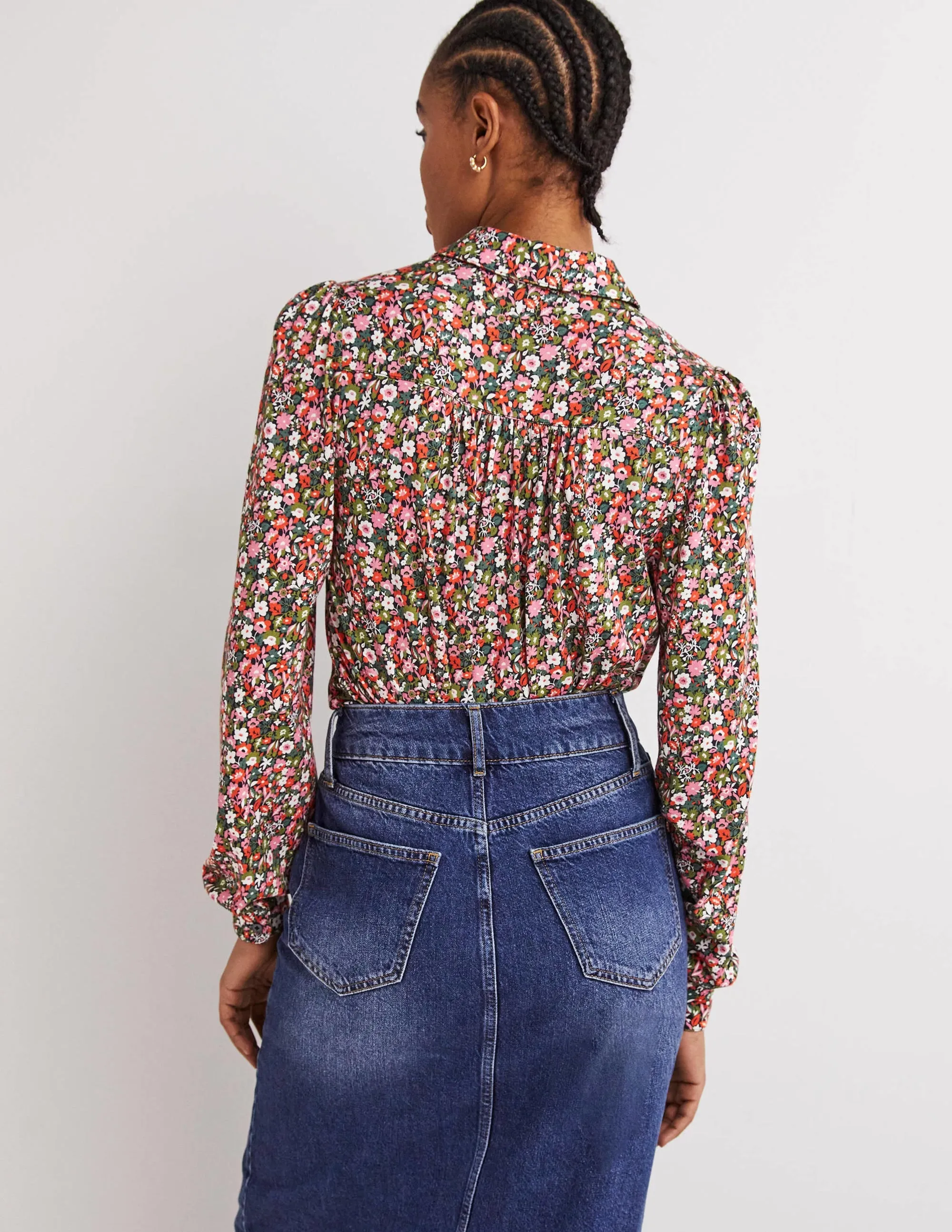 Gathered Detail Shirt-Multi, Floret Meadow