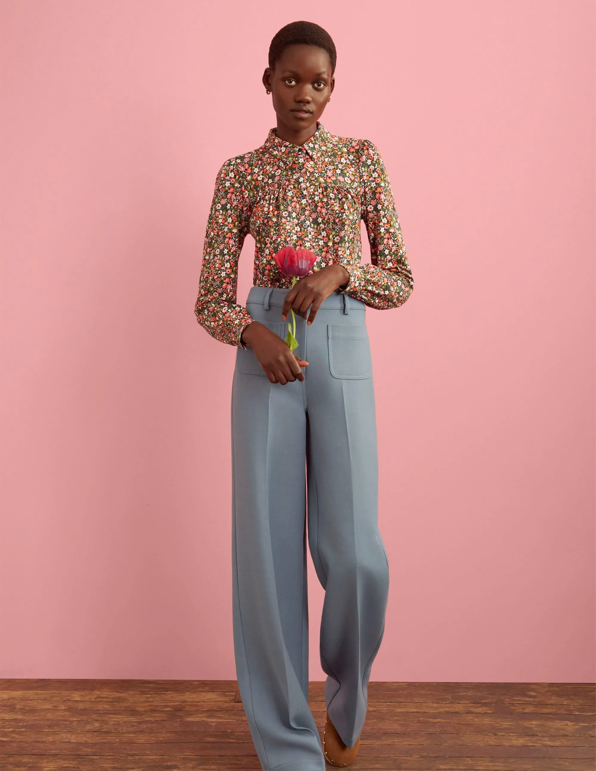 Gathered Detail Shirt-Multi, Floret Meadow