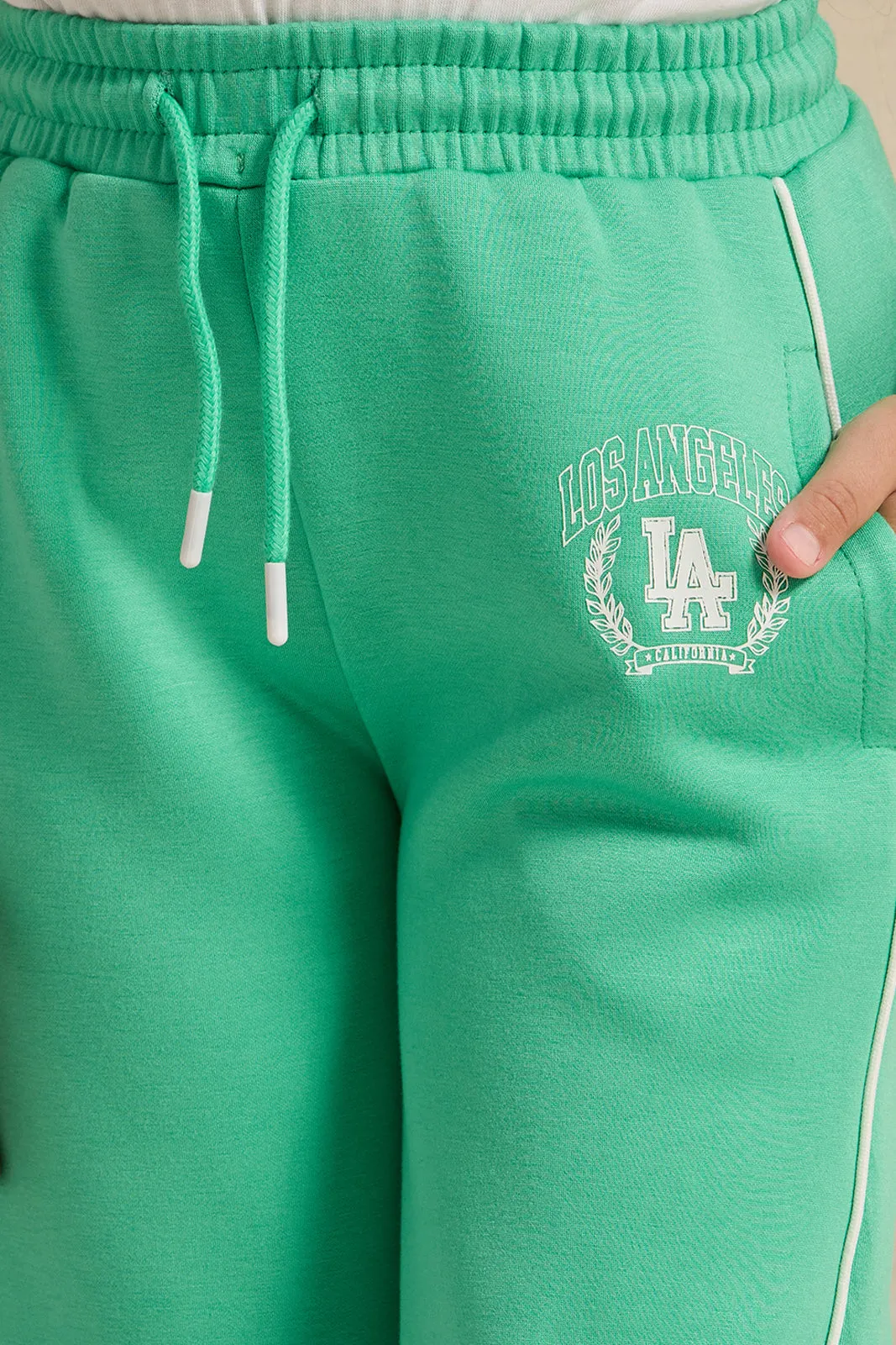 Girls Green Wide Leg Active Pants