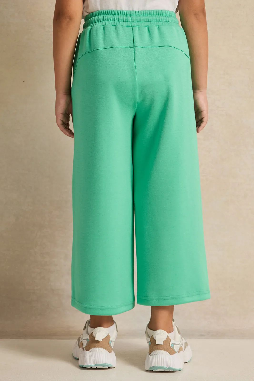 Girls Green Wide Leg Active Pants