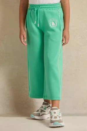 Girls Green Wide Leg Active Pants
