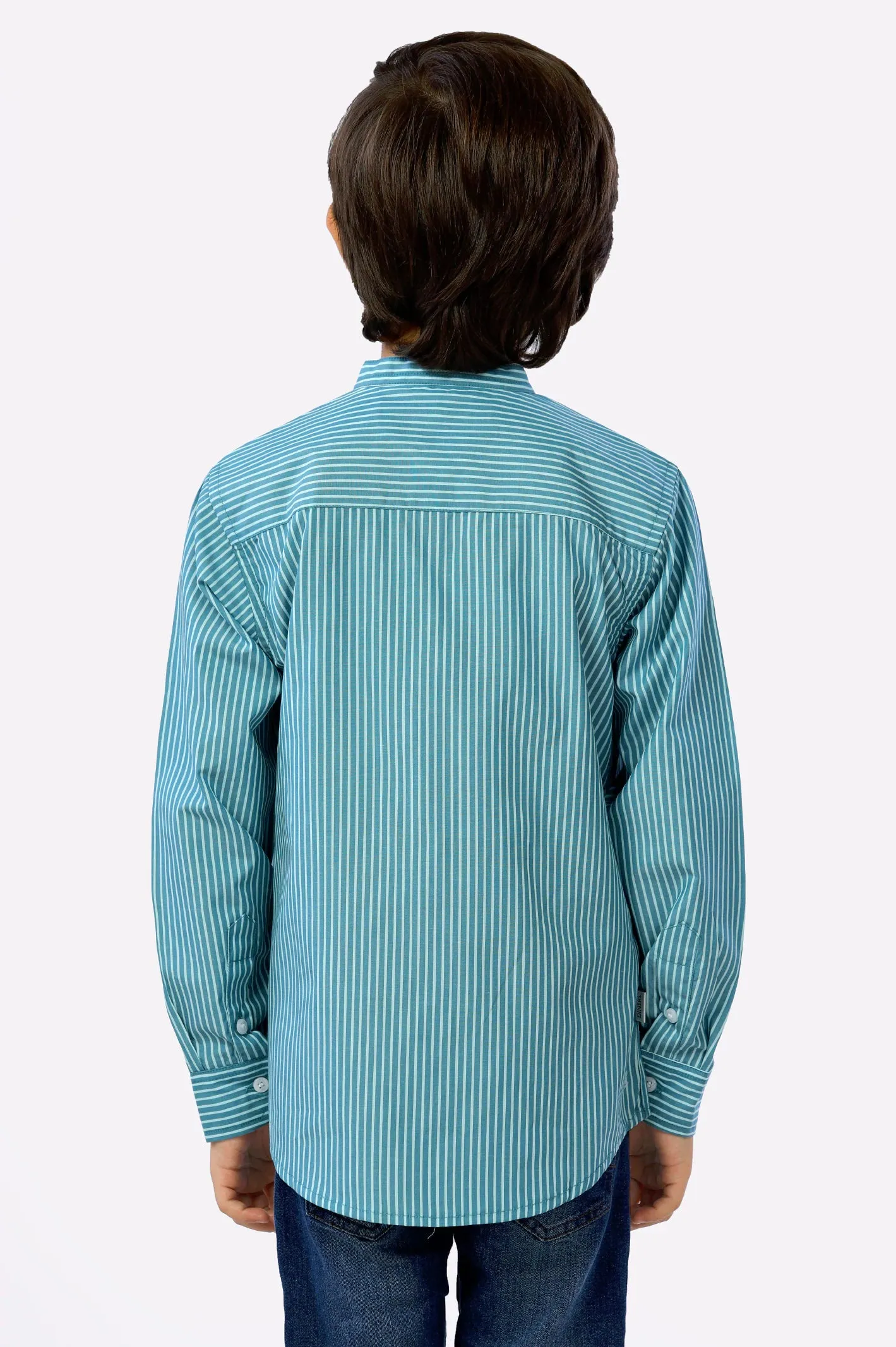 Green Pinstripe Boys Shirt