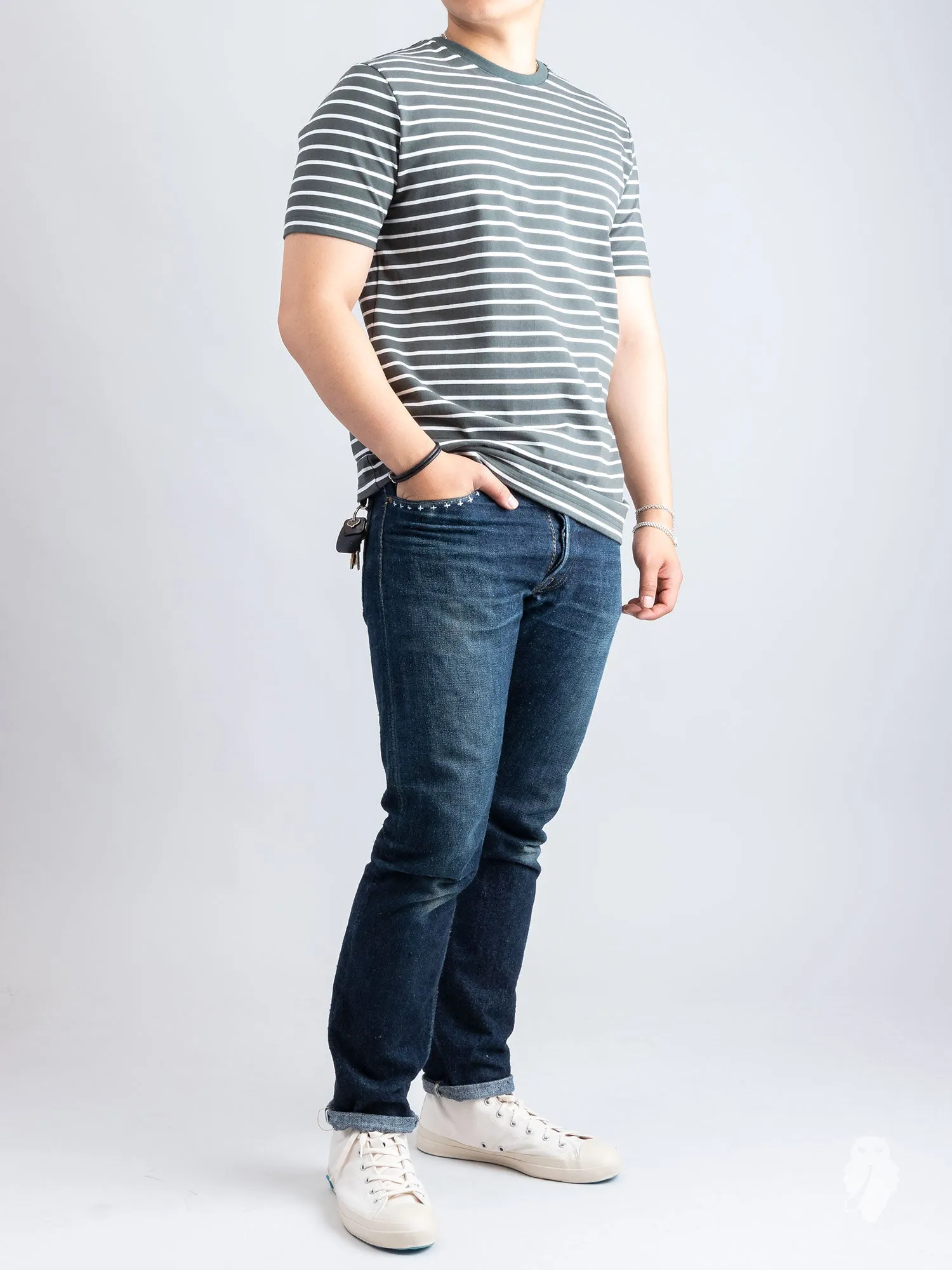 Heavyweight Jersey T-Shirt in Pine Stripe