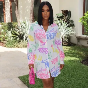 Hot Vintage Fashion Long Shirt High Quality Women Clothes Vintage Chic Sexy Short Mini Dress Women Shirts Blouses 2021