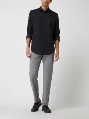 Jake*s regular fit business shirt with elastic filling, black