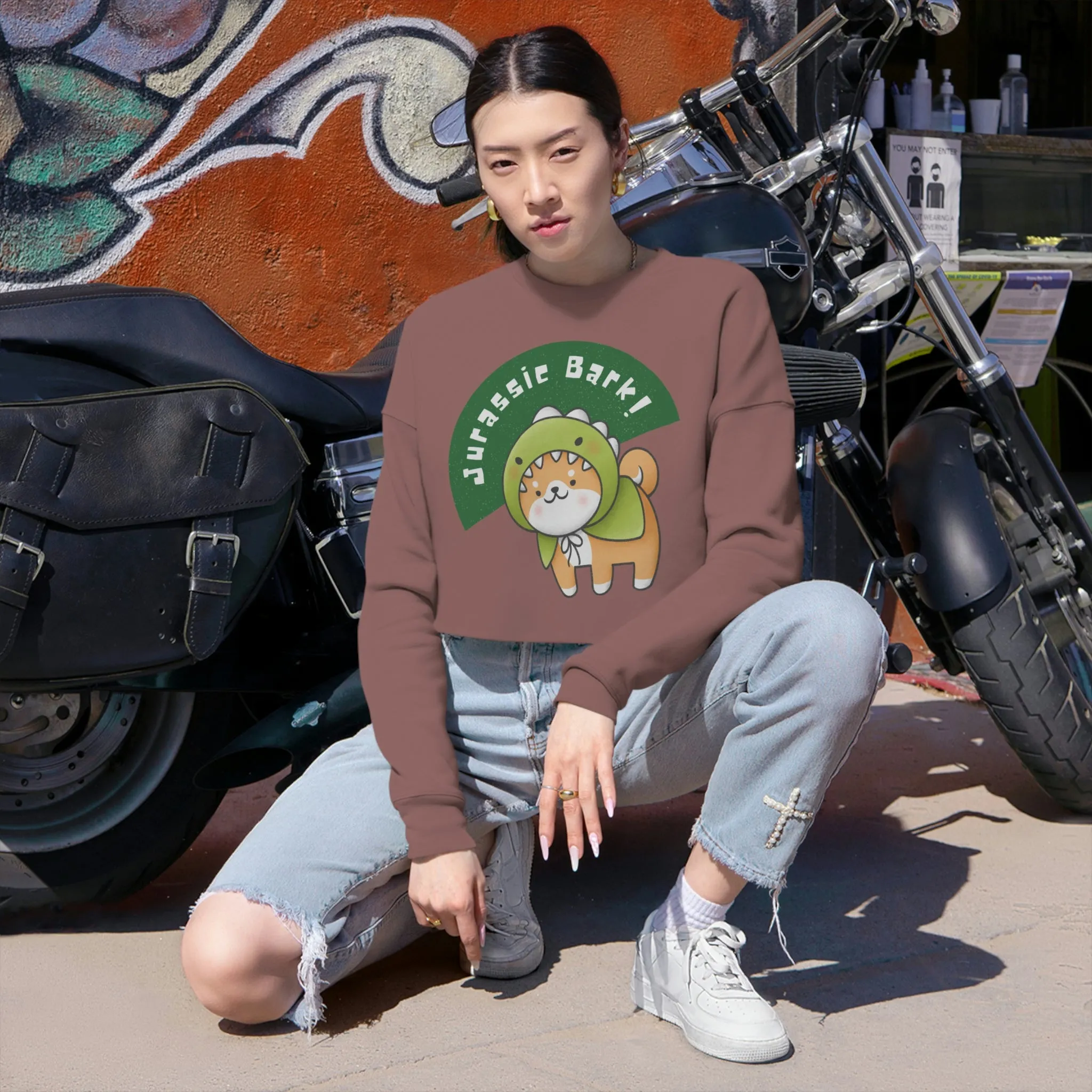 Jurassic Bark Dog POD Women's Cropped Sweatshirt
