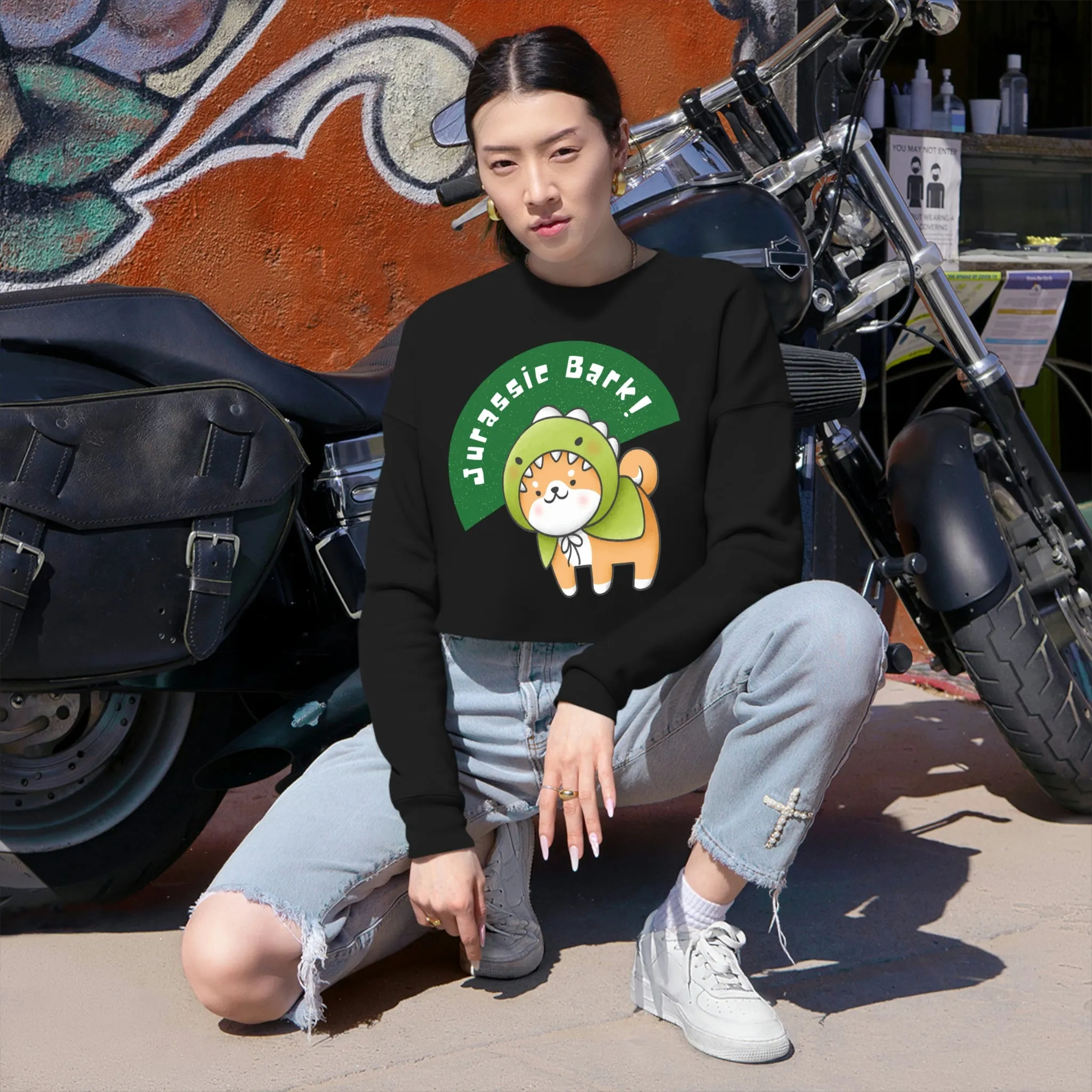 Jurassic Bark Dog POD Women's Cropped Sweatshirt