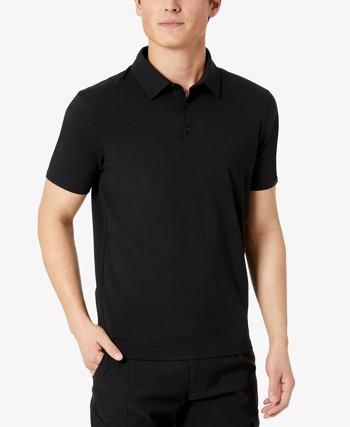 Kenneth Cole Men's Button Down Polo, Black