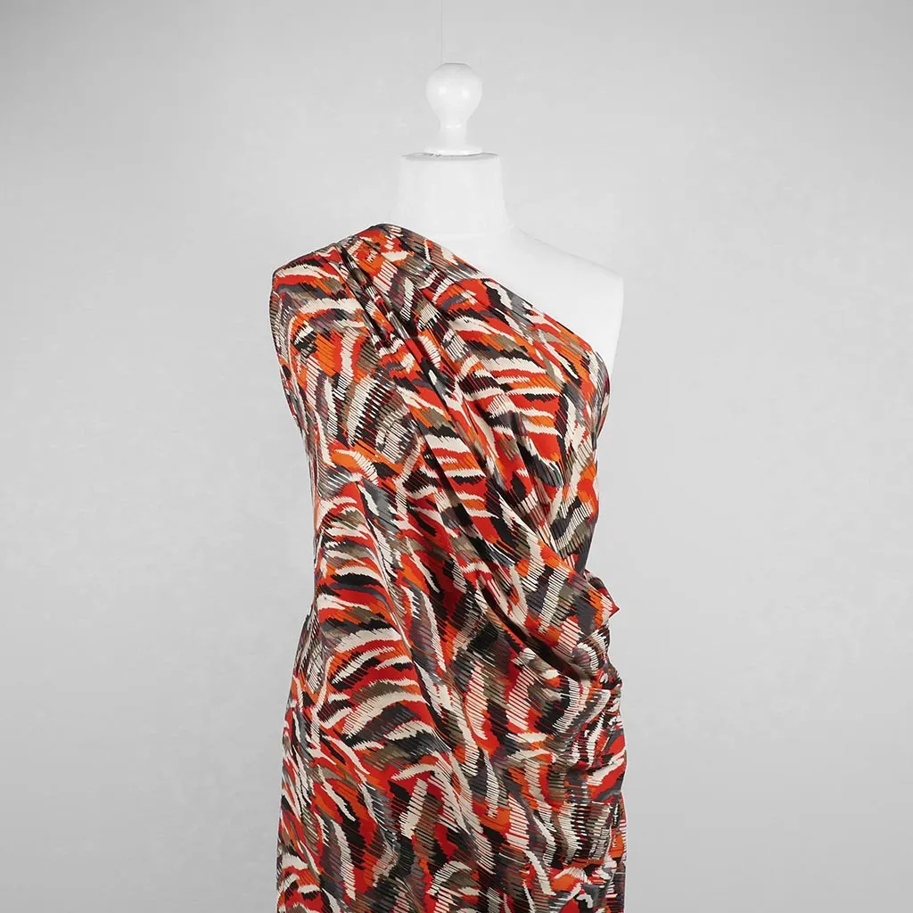 Lima - Orange Linear Viscose Stretch Woven Twill Fabric Sample