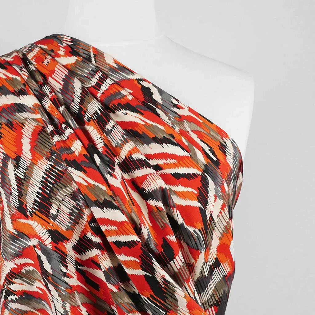 Lima - Orange Linear Viscose Stretch Woven Twill Fabric Sample