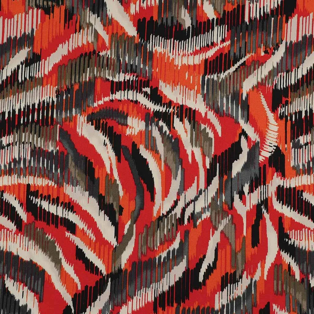 Lima - Orange Linear Viscose Stretch Woven Twill Fabric Sample