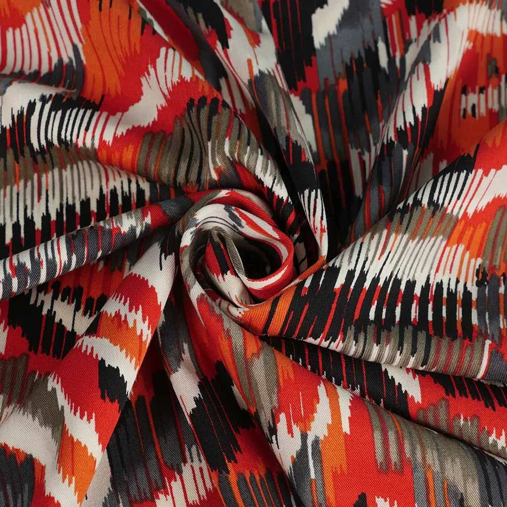 Lima - Orange Linear Viscose Stretch Woven Twill Fabric Sample