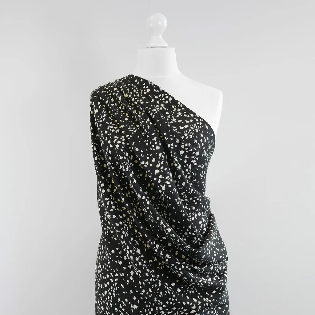 Linz- Black Animal Elements Viscose Woven Twill Fabric