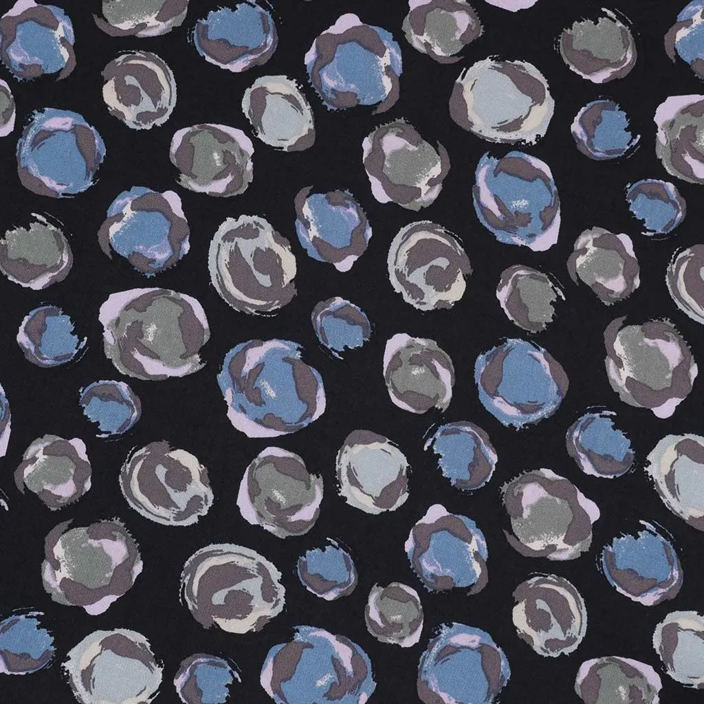 Linz - Blue Planets Viscose Woven Twill Fabric - 3.00m Remnant