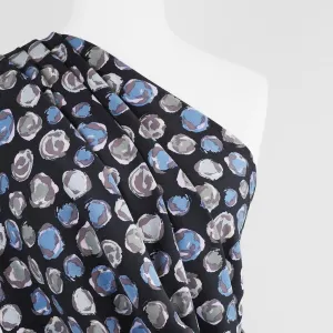 Linz - Blue Planets Viscose Woven Twill Fabric - 3.00m Remnant