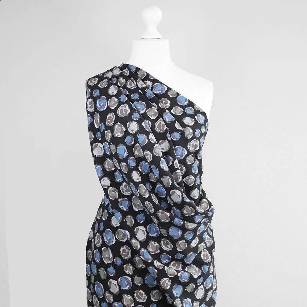 Linz - Blue Planets Viscose Woven Twill Fabric - 3.00m Remnant