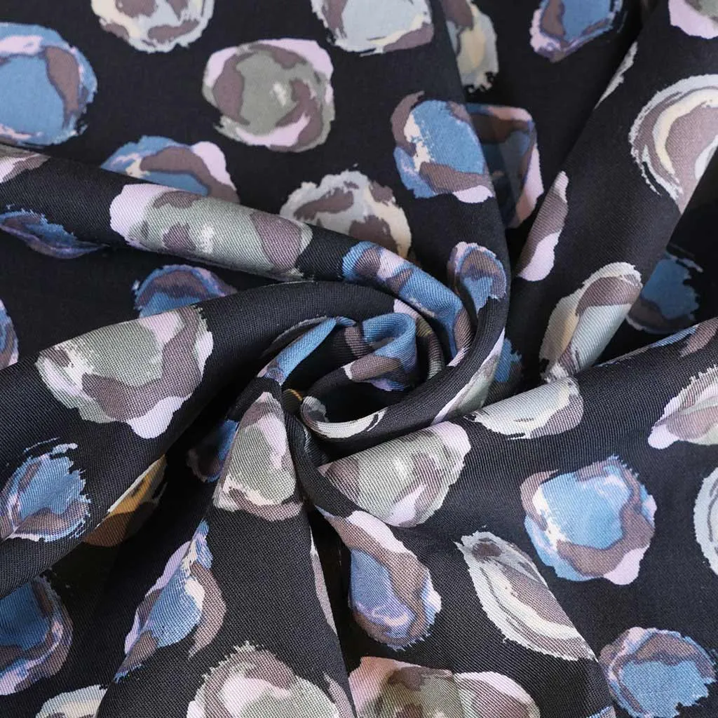 Linz - Blue Planets Viscose Woven Twill Fabric - 3.00m Remnant