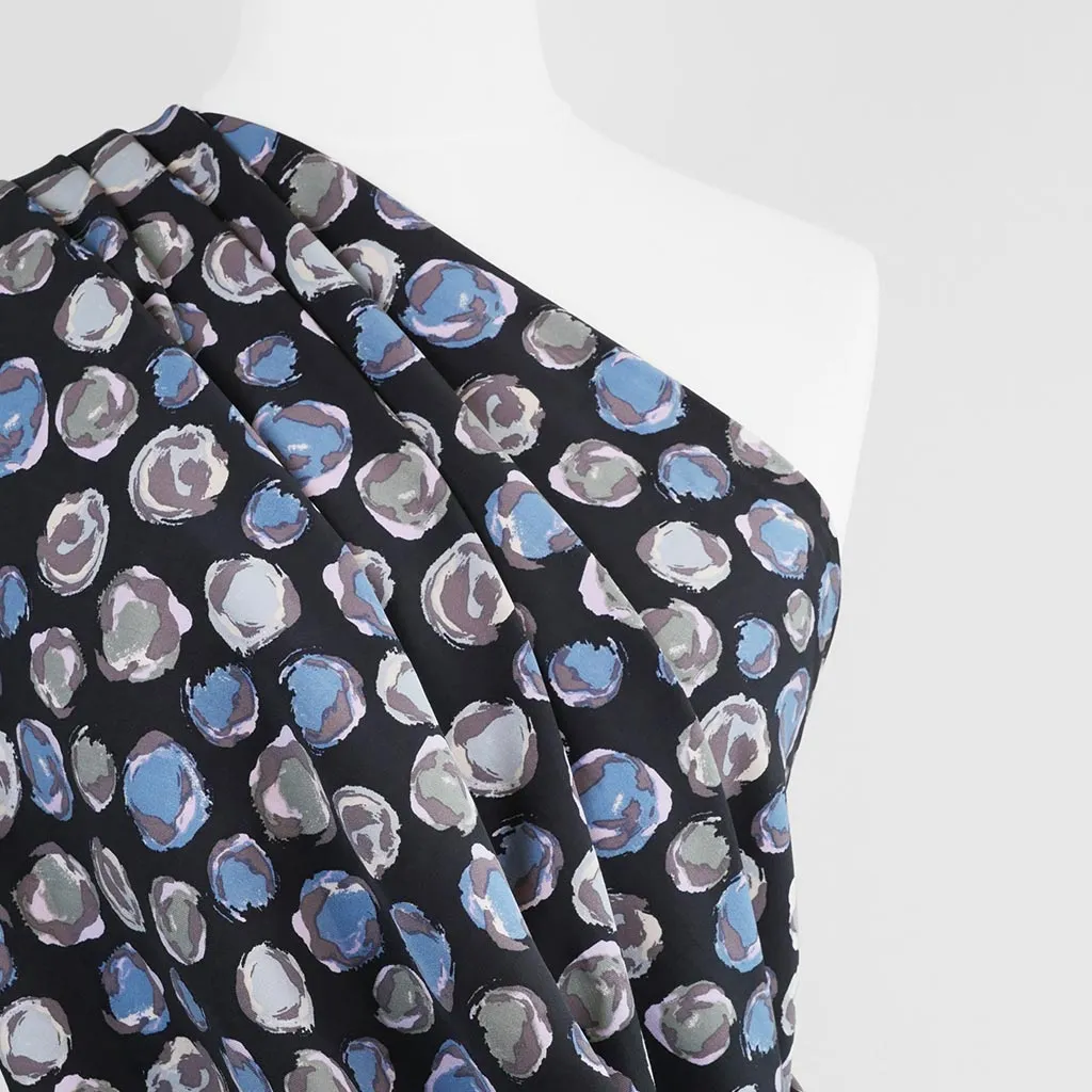 Linz - Blue Planets Viscose Woven Twill Fabric - 3.00m Remnant