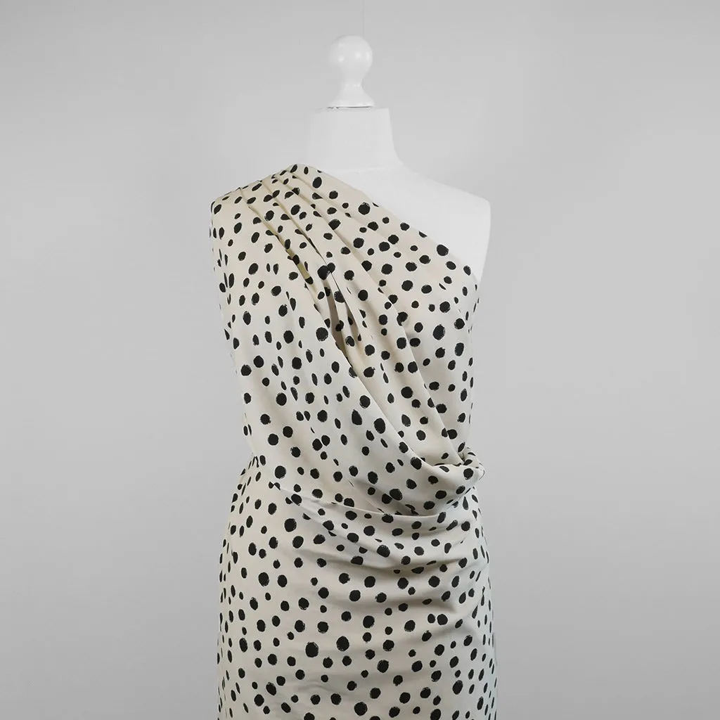 Linz - Parchment Cream Spotty Viscose Woven Twill Fabric - 2.7m Remnant