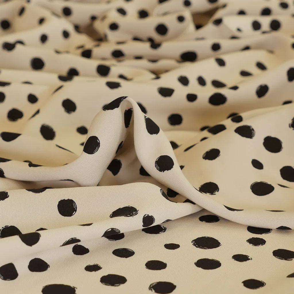 Linz - Parchment Cream Spotty Viscose Woven Twill Fabric - 2.7m Remnant