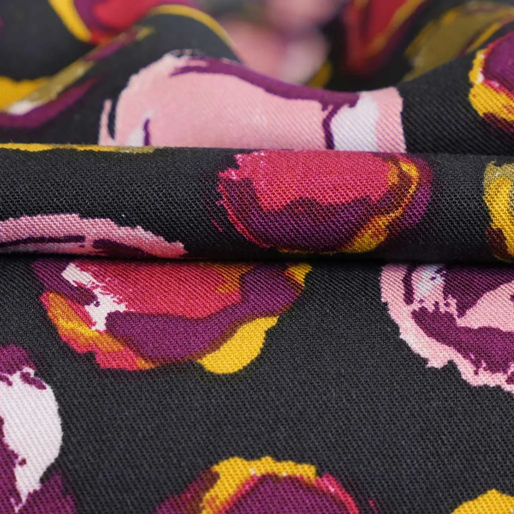 Linz - Pink Planets Viscose Woven Twill Fabric