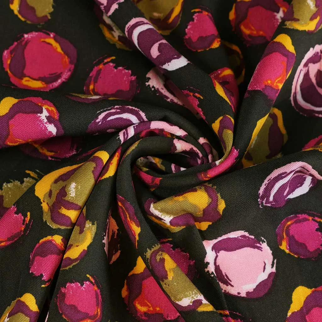 Linz - Pink Planets Viscose Woven Twill Fabric