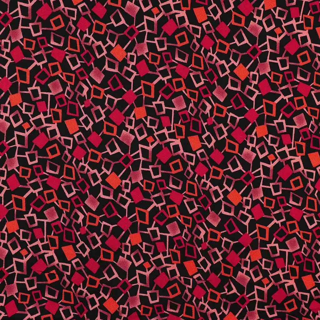 Linz - Red Network Viscose Woven Twill Fabric Sample