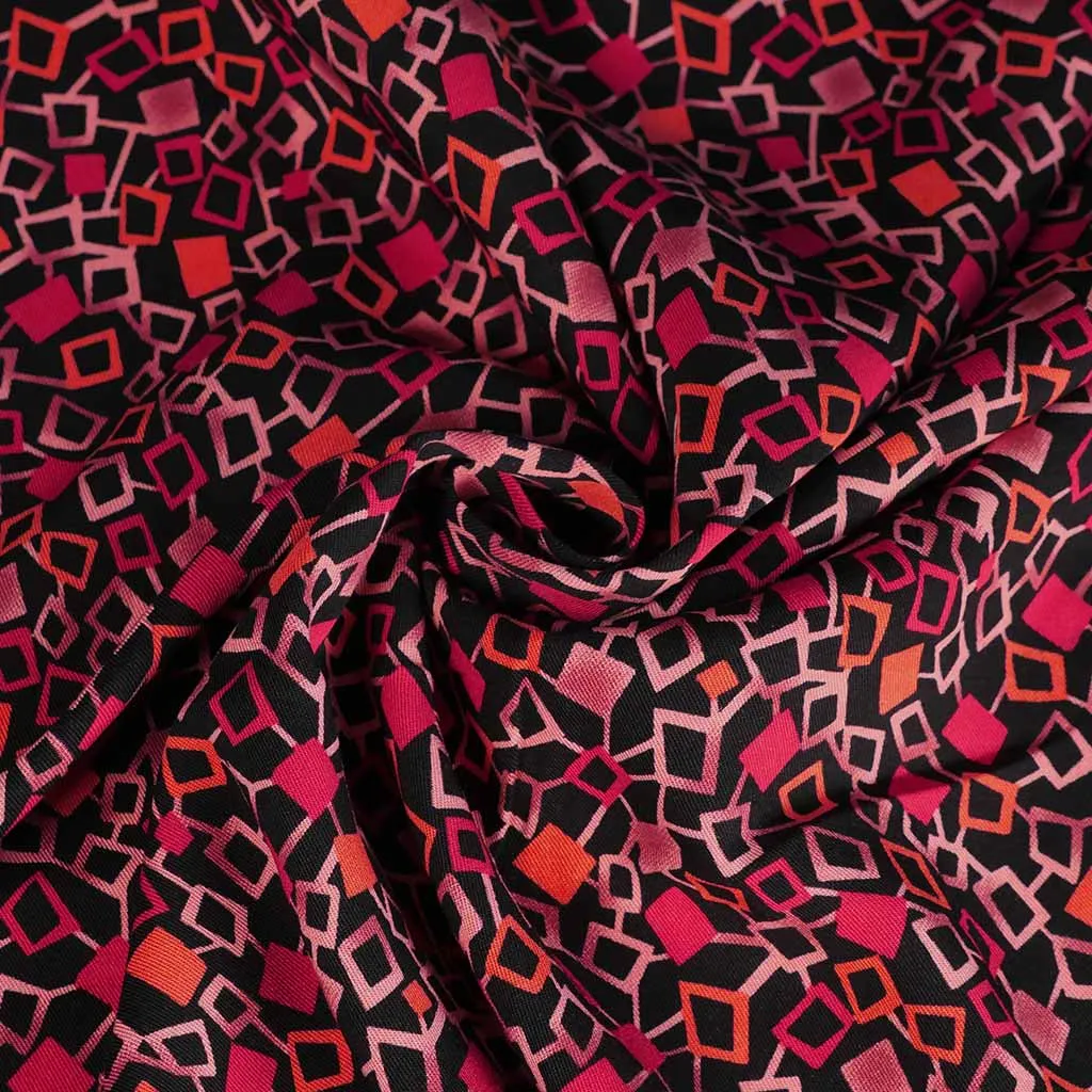 Linz - Red Network Viscose Woven Twill Fabric Sample