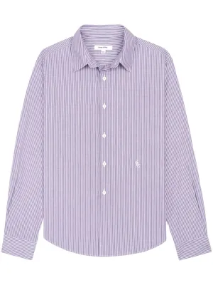 logo-embroidered striped cotton shirt