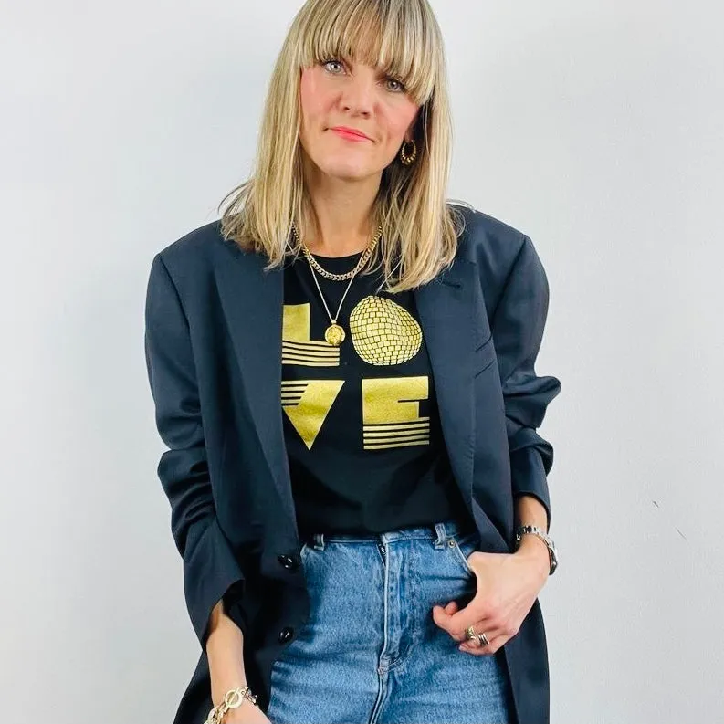 LOVE IS Tshirt Black & Gold