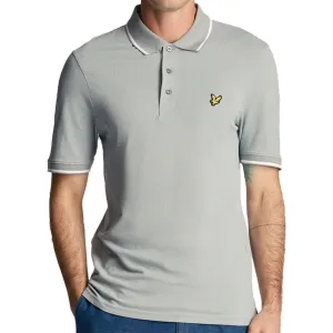 Lyle and Scott Mens Tipped Polo Shirt Slate Blue White