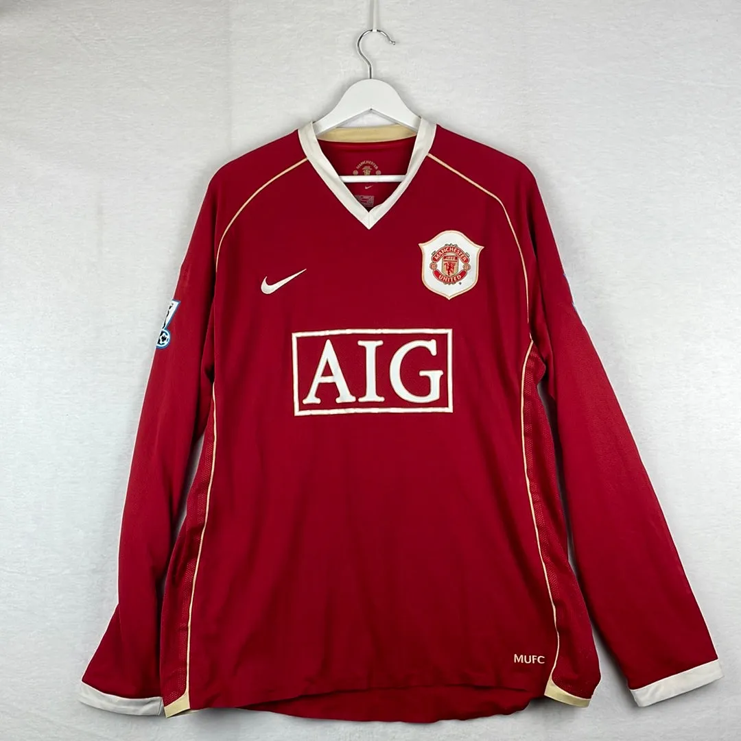 Manchester United 2006/2007 Home Player Issue Shirt - Long Sleeve - Saha 9
