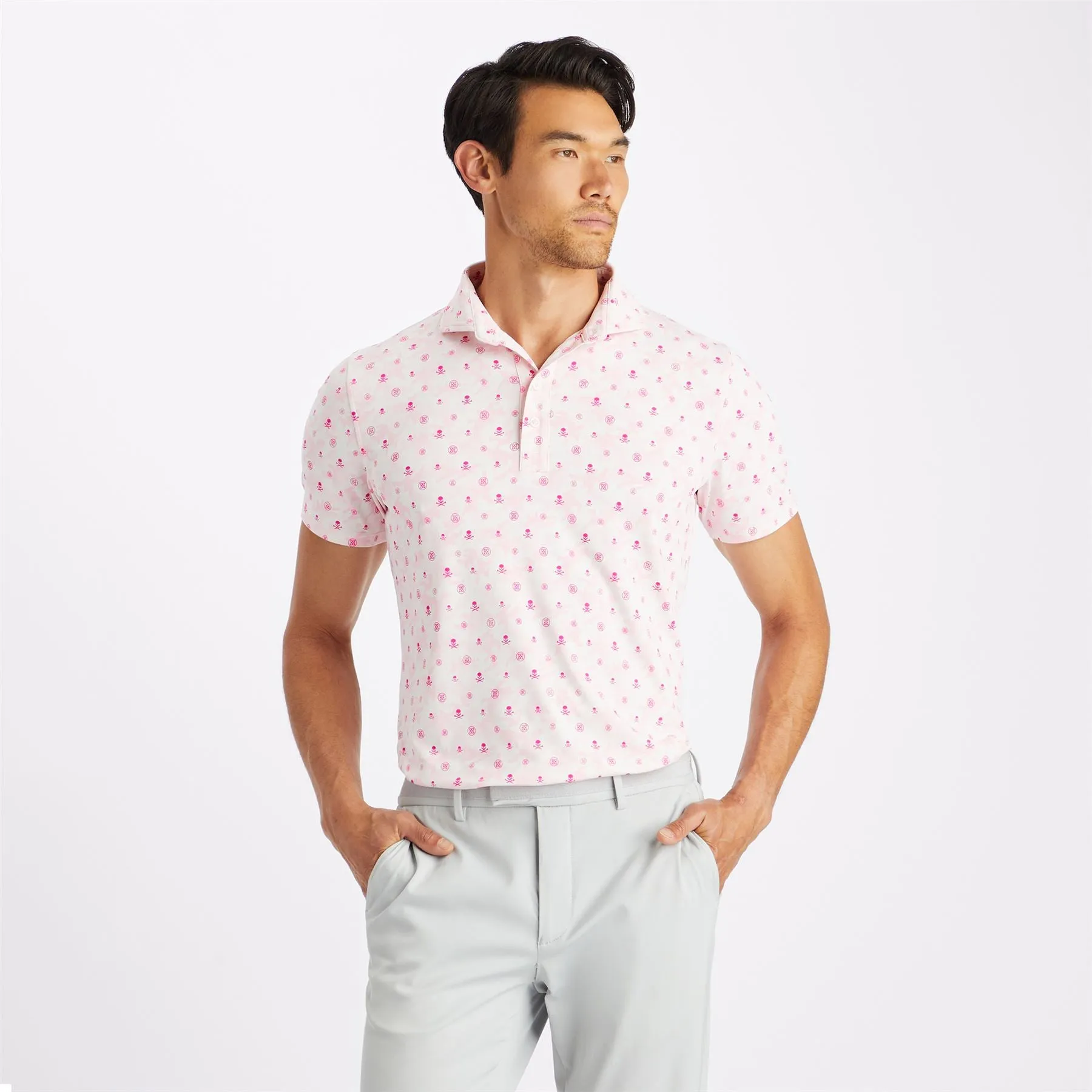 Mapped Icon Camo Tech Jersey Polo Petal - AW23