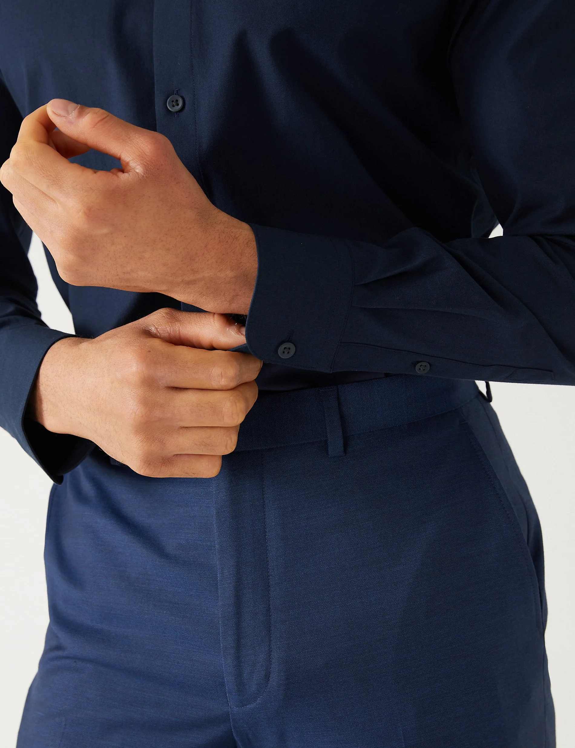 Marks & Spencer Slim Fit Ultimate Stretch Shirt, Navy