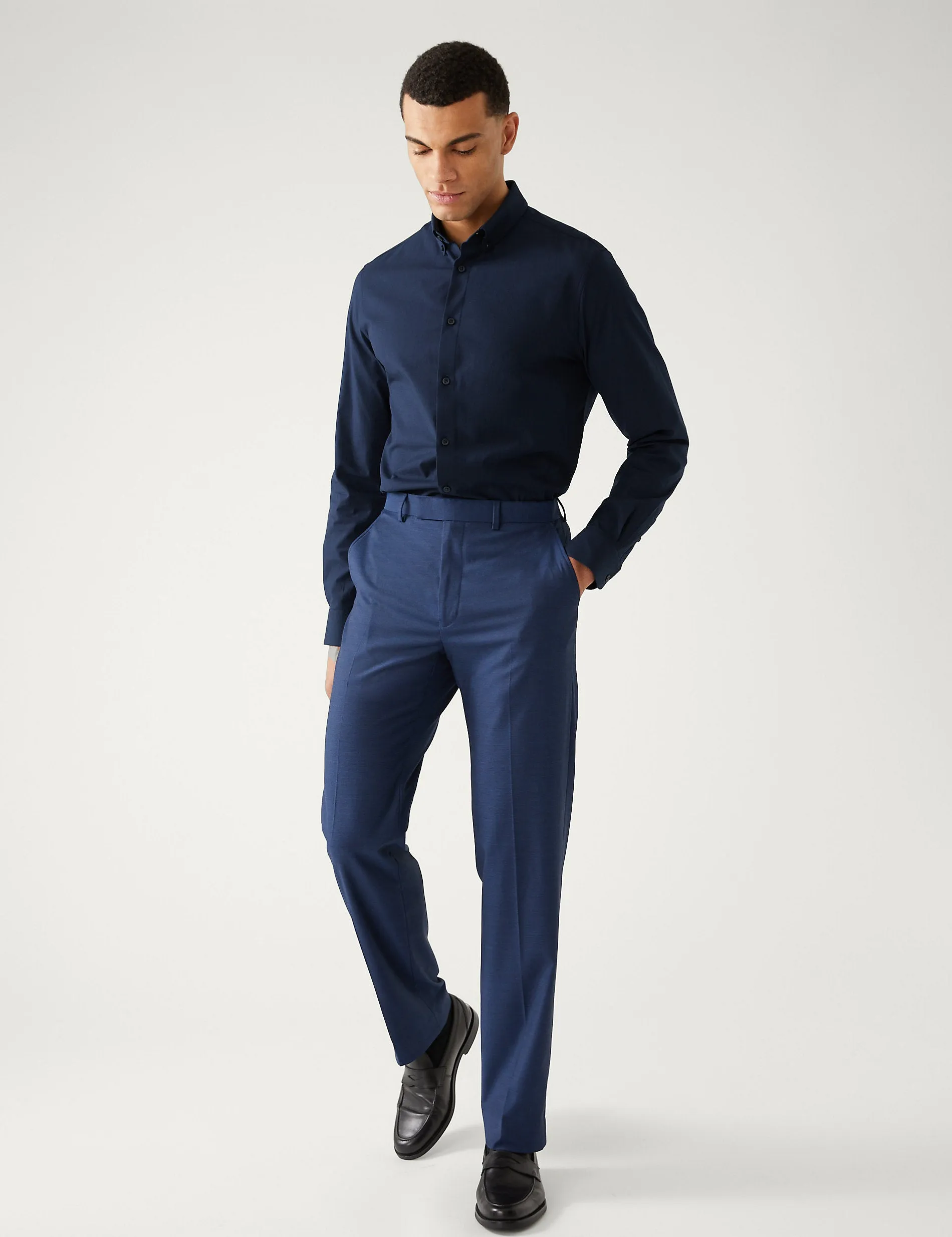 Marks & Spencer Slim Fit Ultimate Stretch Shirt, Navy