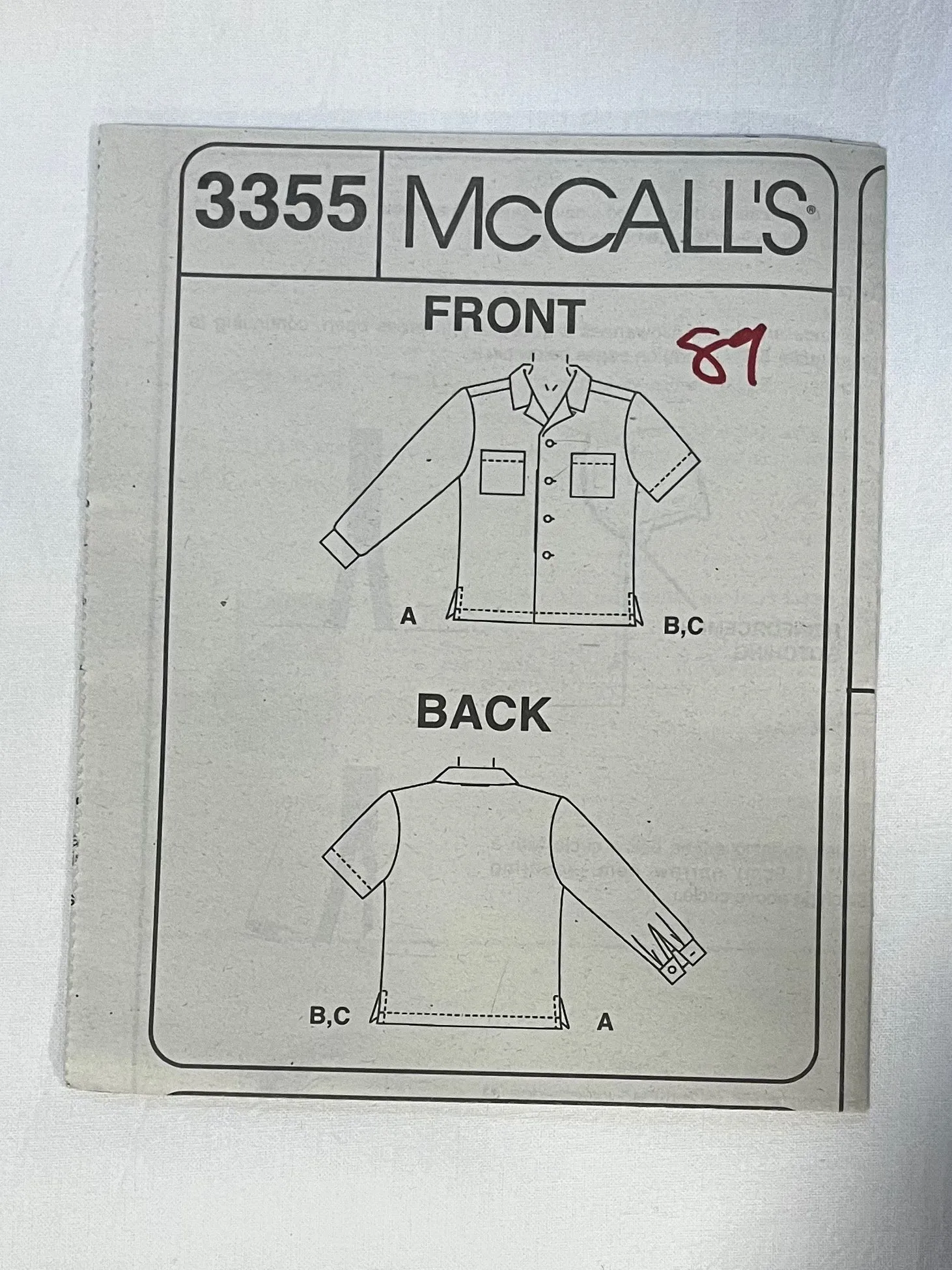 McCall's 3355 Sewing Pattern UNCUT Childrens' & Boys' Shirts Sizes XS/S