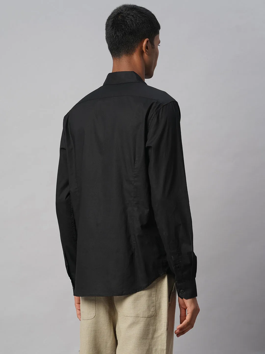 Men's Black 100% Cotton Slim Fit Shirt