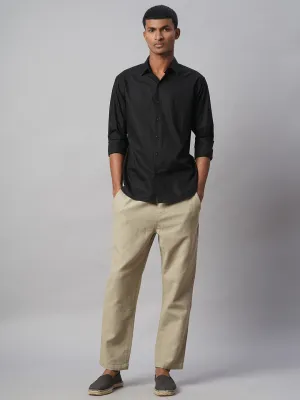 Men's Black 100% Cotton Slim Fit Shirt