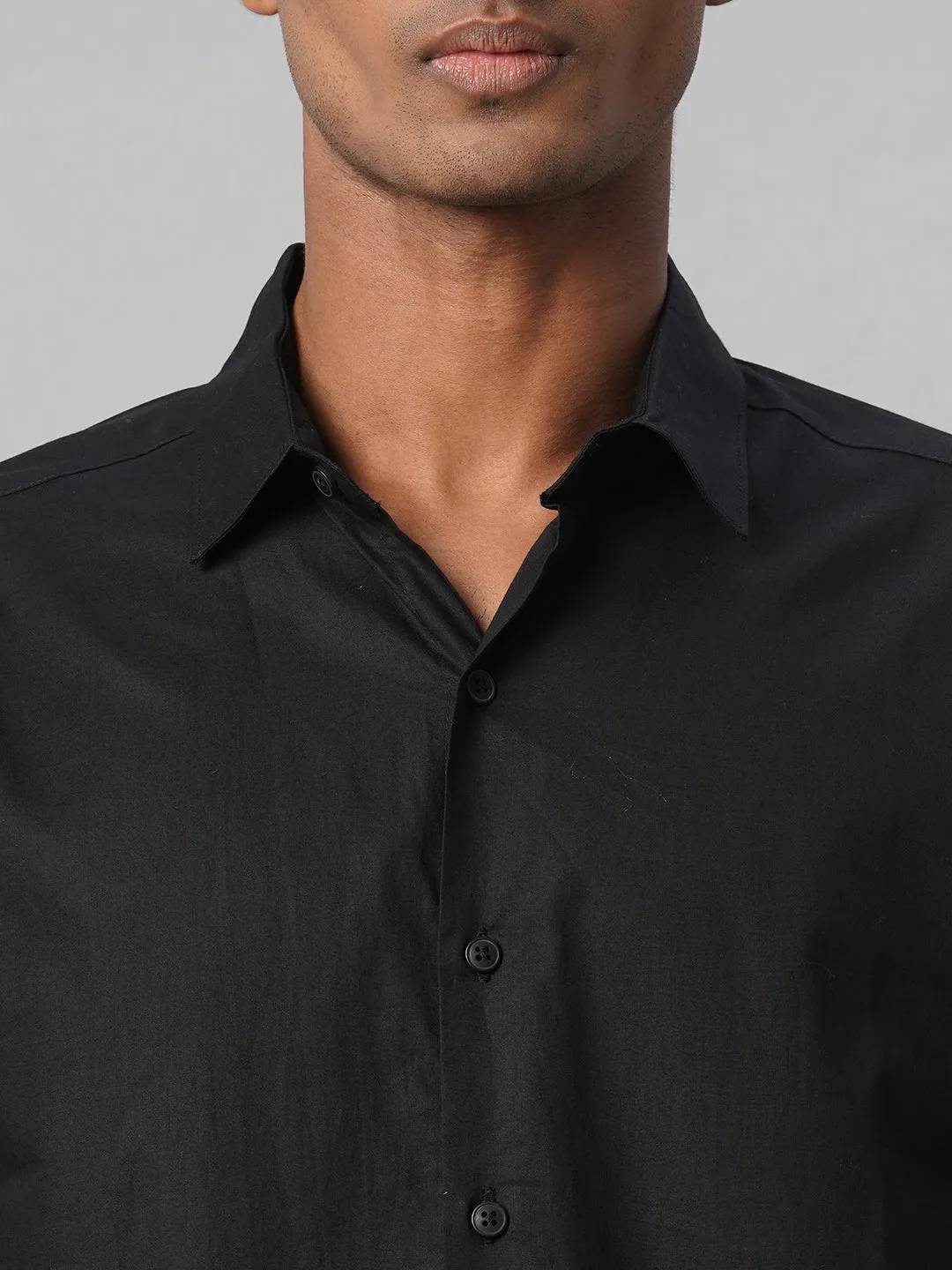Men's Black 100% Cotton Slim Fit Shirt