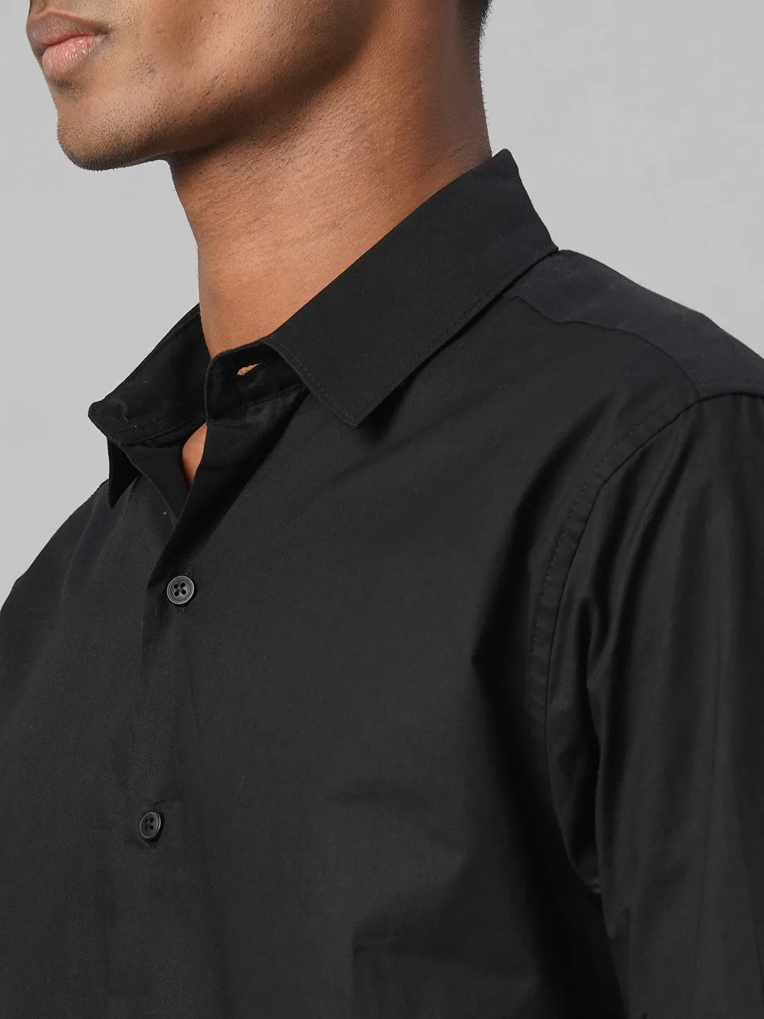 Men's Black 100% Cotton Slim Fit Shirt