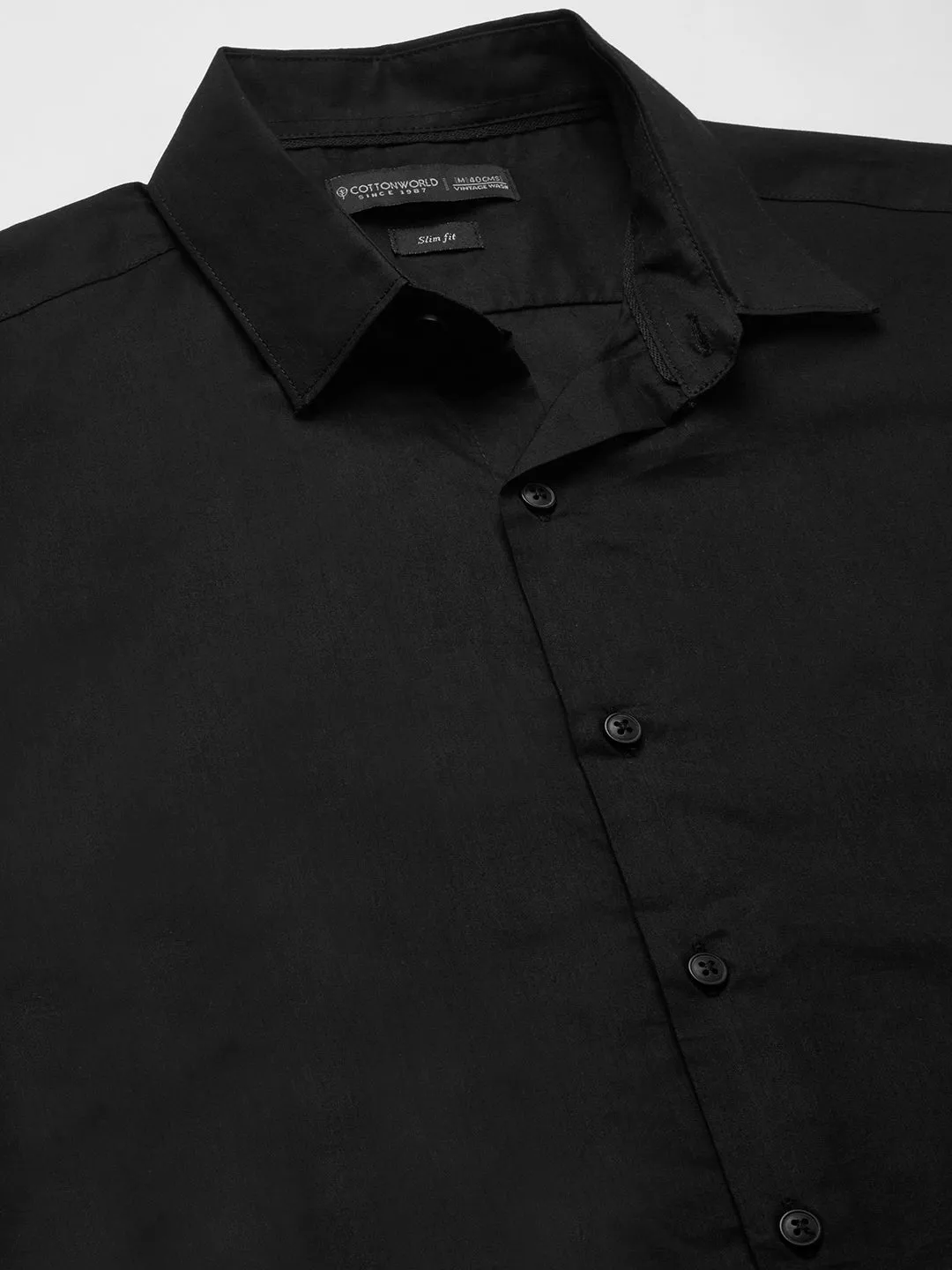 Men's Black 100% Cotton Slim Fit Shirt