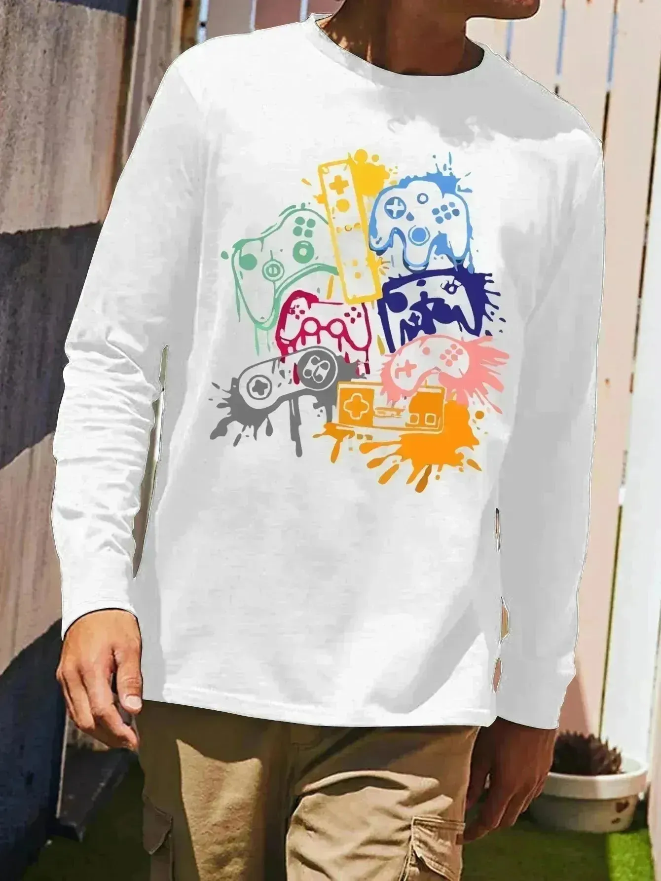 Men's Casual Summer and Beyond Long-Sleeved Printed Shirt