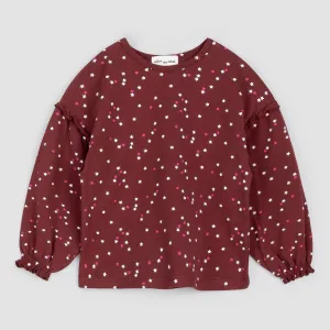 Miles Confetti Print on Burgundy Top