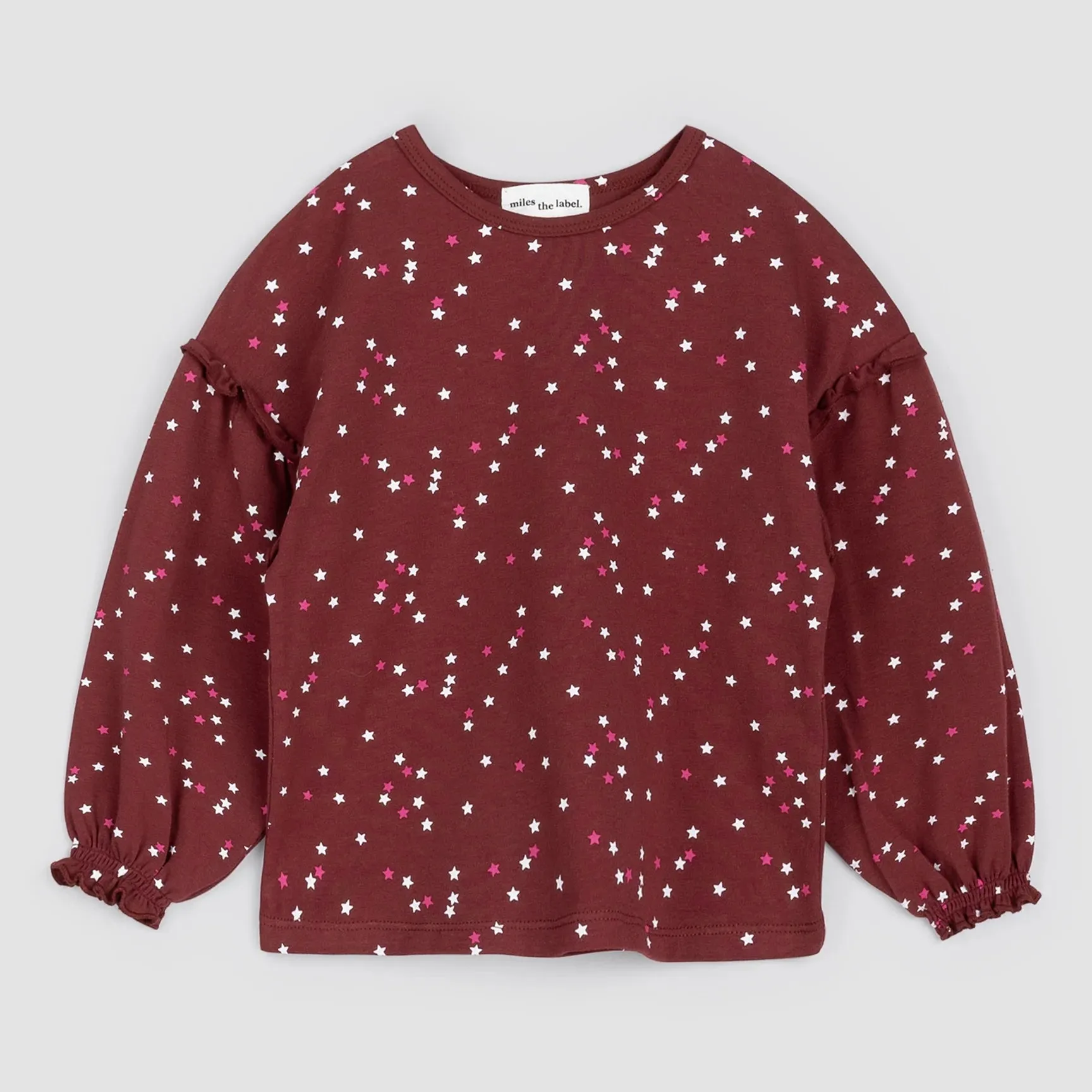Miles Confetti Print on Burgundy Top