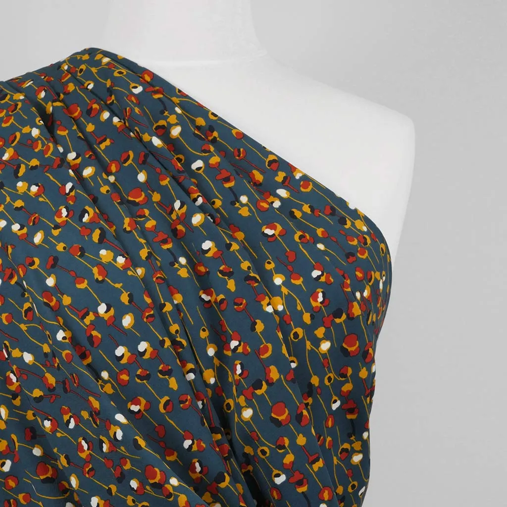 Monroe - Teal, Seedlings Woven Crepe Fabric