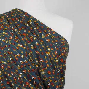 Monroe - Teal, Seedlings Woven Crepe Fabric