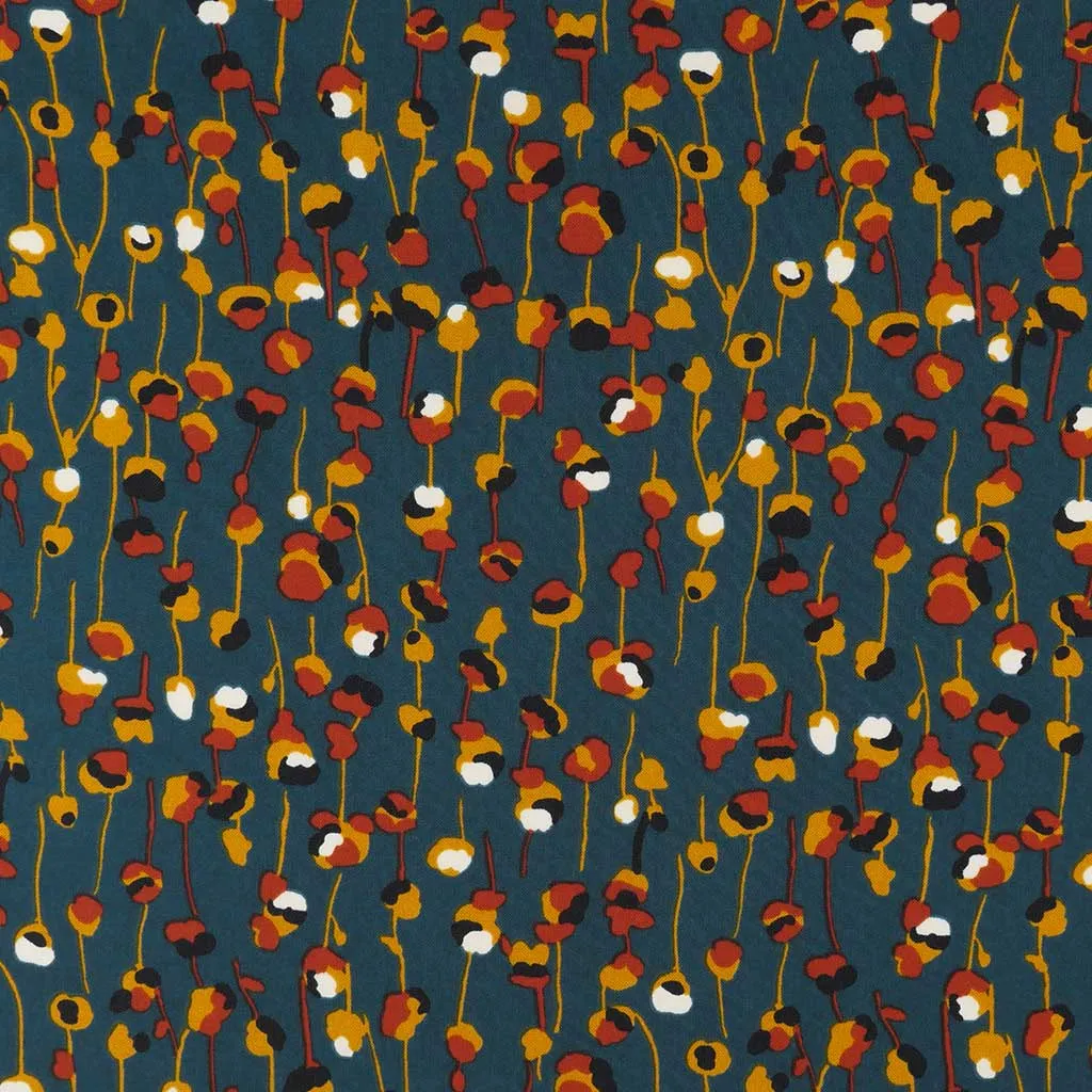 Monroe - Teal, Seedlings Woven Crepe Fabric