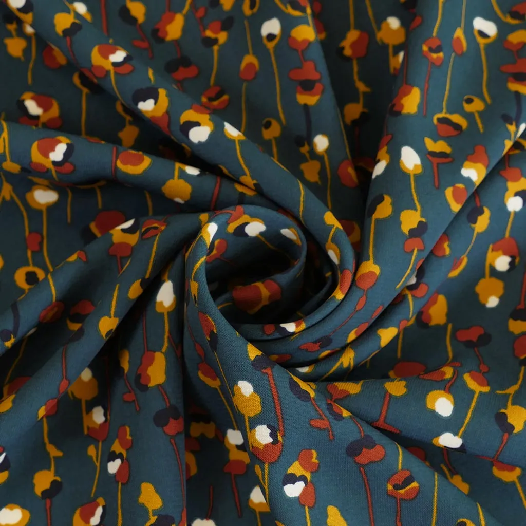 Monroe - Teal, Seedlings Woven Crepe Fabric